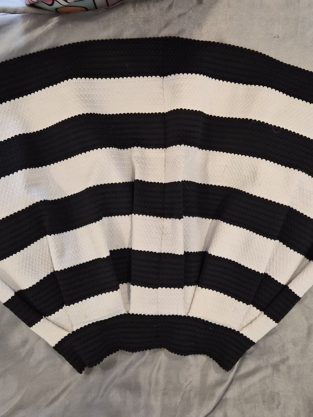 Express Black and White Striped Knit Skirt with Scalloped Hem